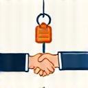 Trade-in valuation icon showing car keys and a handshake