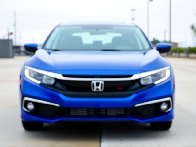 Front view of a blue 2019 Honda Civic LX